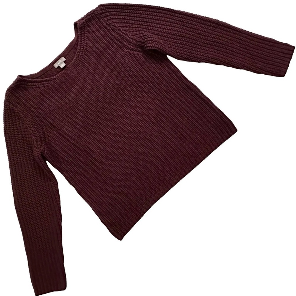 *J Jill Sz MP Plum Cotton Wool Ribbed Sweater Long Sleeves Classic Minimalist